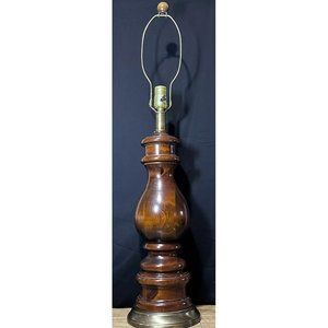 Automax 11418 Hard To Find Wood Table Lamp Works Great 32 3/4”H No Shade VGUC